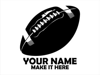 Detailed black and white illustration of an American football with textured surface and laces. Sport concept, American football logo design and American football vector design