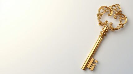 Elegant Gold Key with Ornate Details