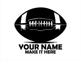 Detailed black and white illustration of an American football with textured surface and laces. Sport concept, American football logo design and American football vector design