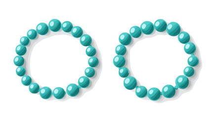 Obraz premium Two Teal Bead Necklaces on White Background