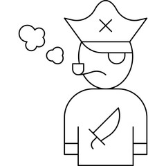 Pirate with Smoking Pipe icon single vector illustration