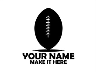Detailed black and white illustration of an American football with textured surface and laces. Sport concept, American football logo design and American football vector design