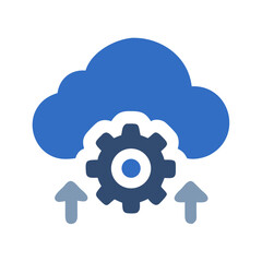 Cloud Upload with Gear Symbol Icon Design