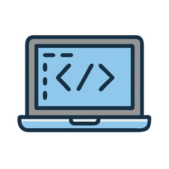 Laptop Screen Showing Code Symbols Icon Design