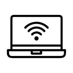 Laptop with Wireless Signal Display Icon Design