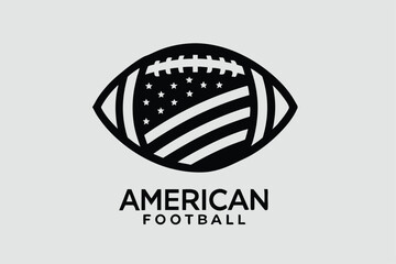 Minimalist American Football Logo with Stars and Stripes, Sports Icon Design