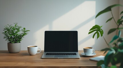 Fototapeta premium office desk with laptop