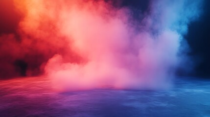Obraz premium Colorful Smoke Effect Creates Dramatic Atmospheric Stage Setting for Backgrounds