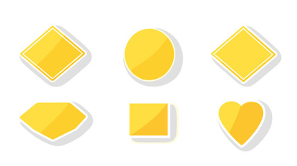 Collection of Yellow Geometric Shapes on White Background