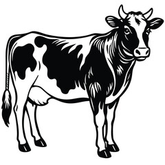 Adobe Illustrator ArtwoBlack and white cow-vector drawing-isolated white backgroundrk