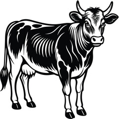 Adobe Illustrator ArtwoBlack and white cow-vector drawing-isolated white backgroundrk