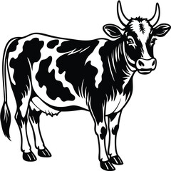 Fototapeta premium Adobe Illustrator ArtwoBlack and white cow-vector drawing-isolated white backgroundrk
