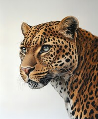 Fototapeta premium Leopard portrait, detailed spots, focused gaze