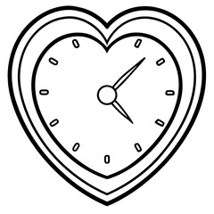 Minimalist Heart Clock Line Art