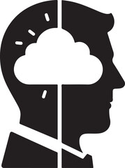 Split Head Cloud Icon Vector