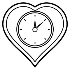 Minimalist Heart Clock Line Art