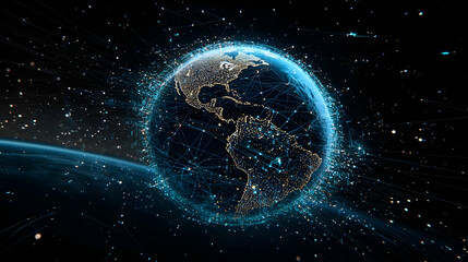 Obraz premium Digital Representation Of Earth With Network Connection