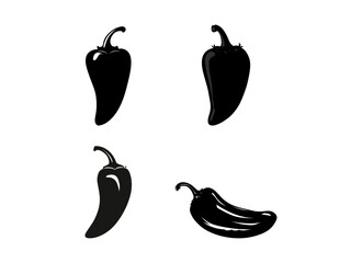  Black Chili and white silhouette vector illustration Set