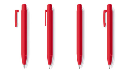Four Red Pens on White Background