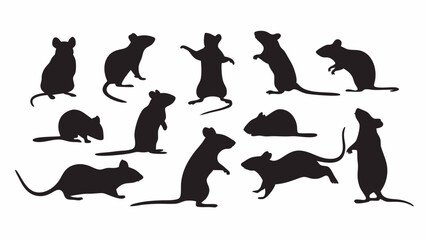 Rat Silhouette vector set