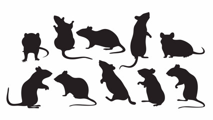Rat Silhouette vector set