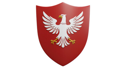 Isolated Red Shield with Eagle
