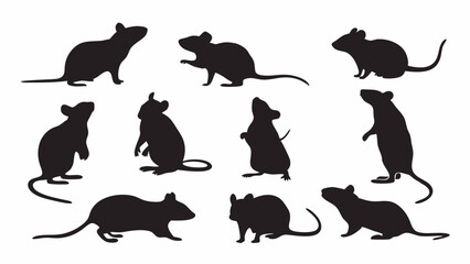 Rat Silhouette vector set