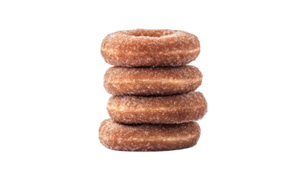 "Deliciously Stacked Sugar-Glazed Cinnamon Donuts in Front View Presentation"