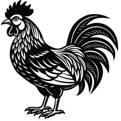Adobe IllustratorVector illustration of rooster isolated on white background. For kids coloring book. Artwork