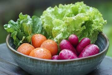 Various types of vegetables, such as carrots, broccoli, tomatoes, and spinach, provide many nutritional values and can be consumed raw, cooked, or roasted.


