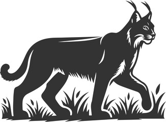Silhouette of a lynx animal vector