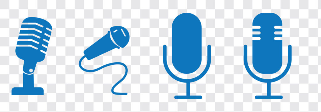 Microphone Icon set. microphone sign. Karaoke mic. Podcast microphone symbol isolated on transparent background, microphone PNG