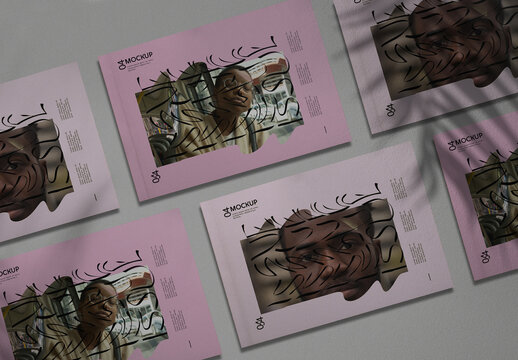 Multiple Landscape Booklet Cover Mockup