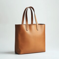 Simple, tan leather tote bag