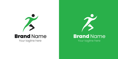 Dynamic logo design featuring a stylized running figure, perfect for a fitness or sports brand.