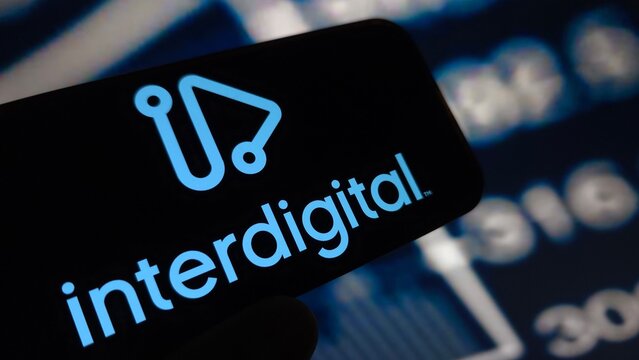 Konskie, Poland - April 06, 2025: InterDigital company logo displayed on mobile phone