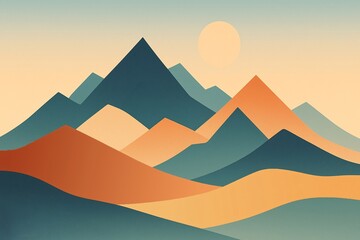 Abstract Cutout Hills Landscape in Flat Design