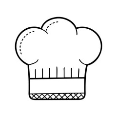 A hand drawn illustration of a chefs hat culinary cooking bakery kitchen food restaurant menu