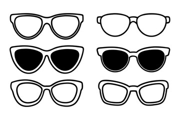 set of sunglasses silhouette vector illustration