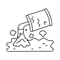 Hazardous Waste Disposal Spill Illustration Bucket of Toxic Substance Leaking Environmental Pollution Contamination Disaster Emergency Response Cleanup Environmental Protection