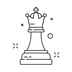 Chess Queen Piece Line Art Illustration Strategic Game Powerful Leadership Concept