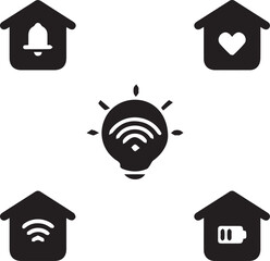 Set of 5 outline icons related to Smart house vector. Linear icon collection. Editable stroke. Vector illustration