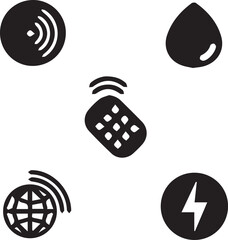 Set of 5 outline icons related to Smart house vector. Linear icon collection. Editable stroke. Vector illustration