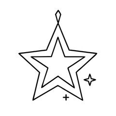 Double Star Outline Ornament Christmas Decoration Festive Holiday Winter Sparkle