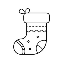 A Cute Christmas Stocking Outline Drawing for Holiday Cheer