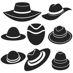 set of summer hat silhouette vector illustration