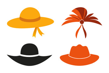 set of summer hat silhouette vector illustration