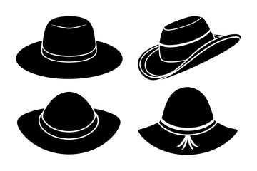 set of summer hat silhouette vector illustration