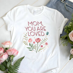 mother s day card pink background with white flowers