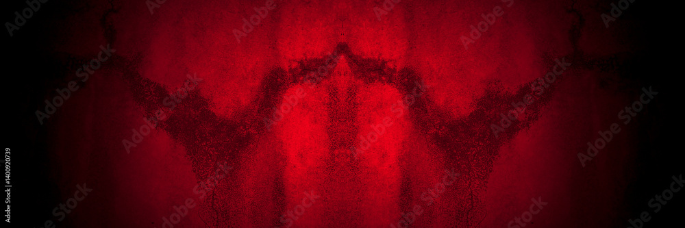 Poster Old wall texture cement black red  background abstract dark color design are light with white gradient background.